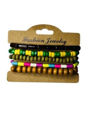 NWT Fashion Jewelry Men's Brown Beaded Bracelet Set